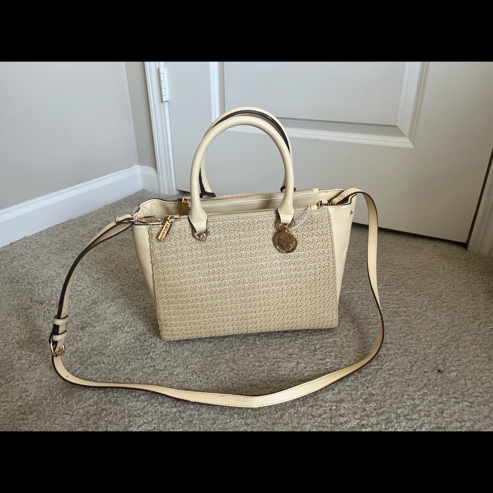 Anne Klein Beige Woven Crossbody Handbag